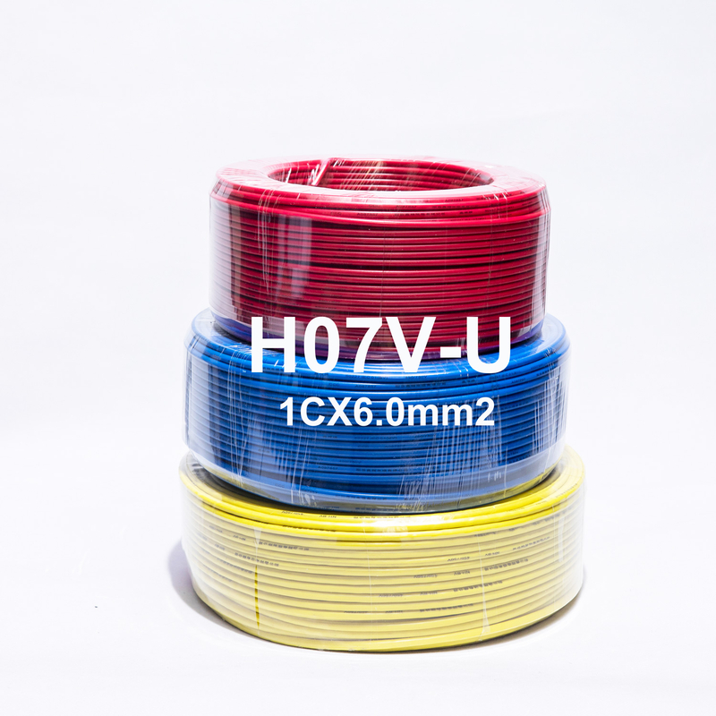  1CX6mm2 Low Voltage Copper Single Core Solid Conductor Wire H05V-U H07V-U PVC Electric Flexible Cable for Building Construction