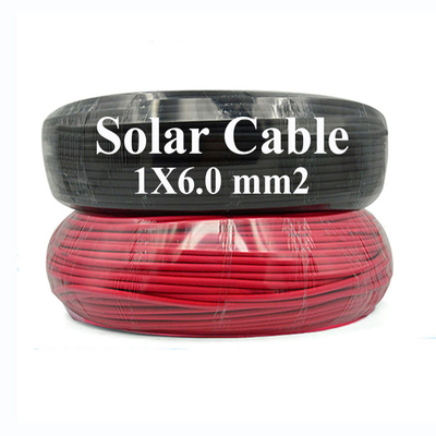Black&red 1X6.0mm2 Solar Cable Flexible Tinned Copper Conductor LSZH Material CE RoHS Certified PV Cable DC Black Or Red Cable