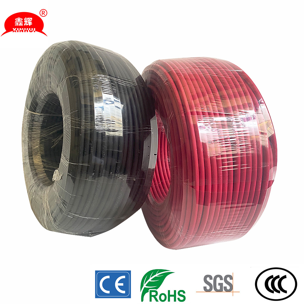 PV1-F 1X6.0mm2 Black&red Flexible Tinned Copper Conductor LSZH Material Solar Cable for Solar System CE RoHS Certified PV Cable